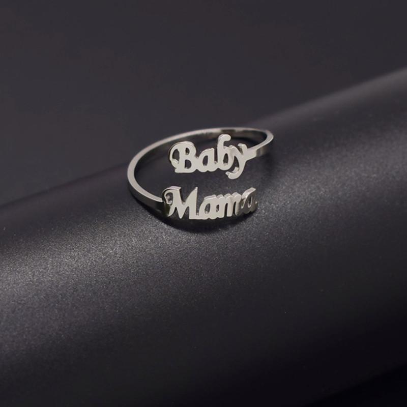 Jewelry retro letters BabyMama ring female personality simple ring
