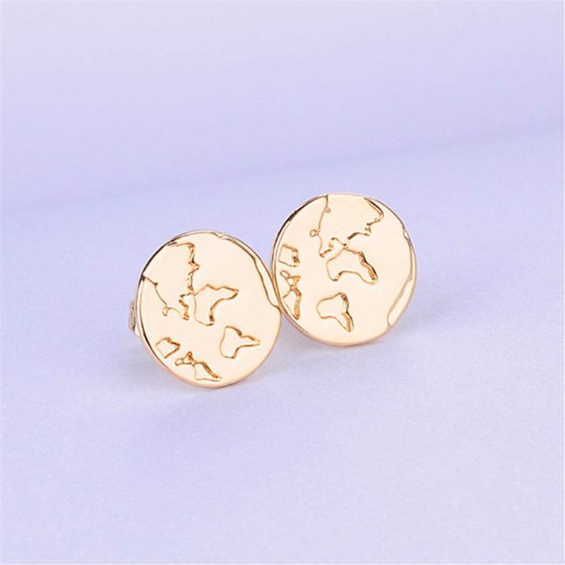 Popular earrings simple personality world map earrings map earrings