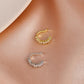 Retro Copper Inlaid Zircon Earrings Earrings Fashion Light Luxury Metal Geometric C-shaped Ear Bone Clip Earrings Without Ear Piercing