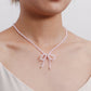 Jewelry super fairy temperament sweet ins retro personality crystal bow necklace female choker necklace