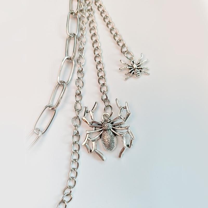 Explosive double-layer Halloween spider decoration waist chain body with punk hip-hop metal pants chain