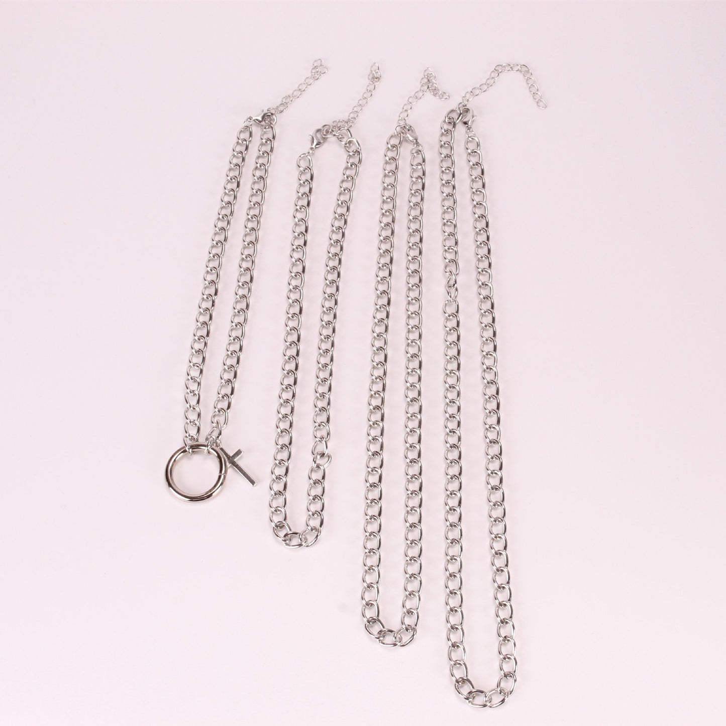 Jewelry punk metal chain multi-layer necklace hip-hop ins cross geometric ring necklace