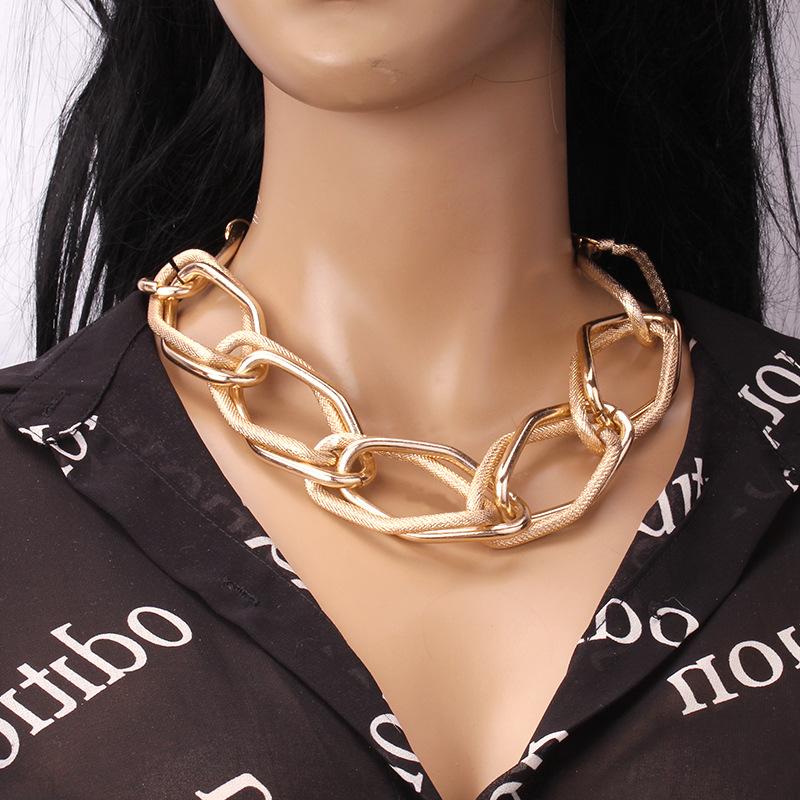 Jewelry Exaggerated Thick Irregular Shape Chain Necklace Female Hip Hop Trend Short Sweater Chain