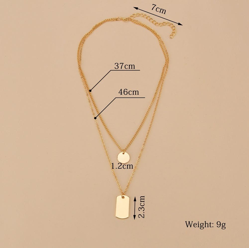 Fashion Geometric Pendant Necklace Simple Square Round Multilayer Necklace Accessories