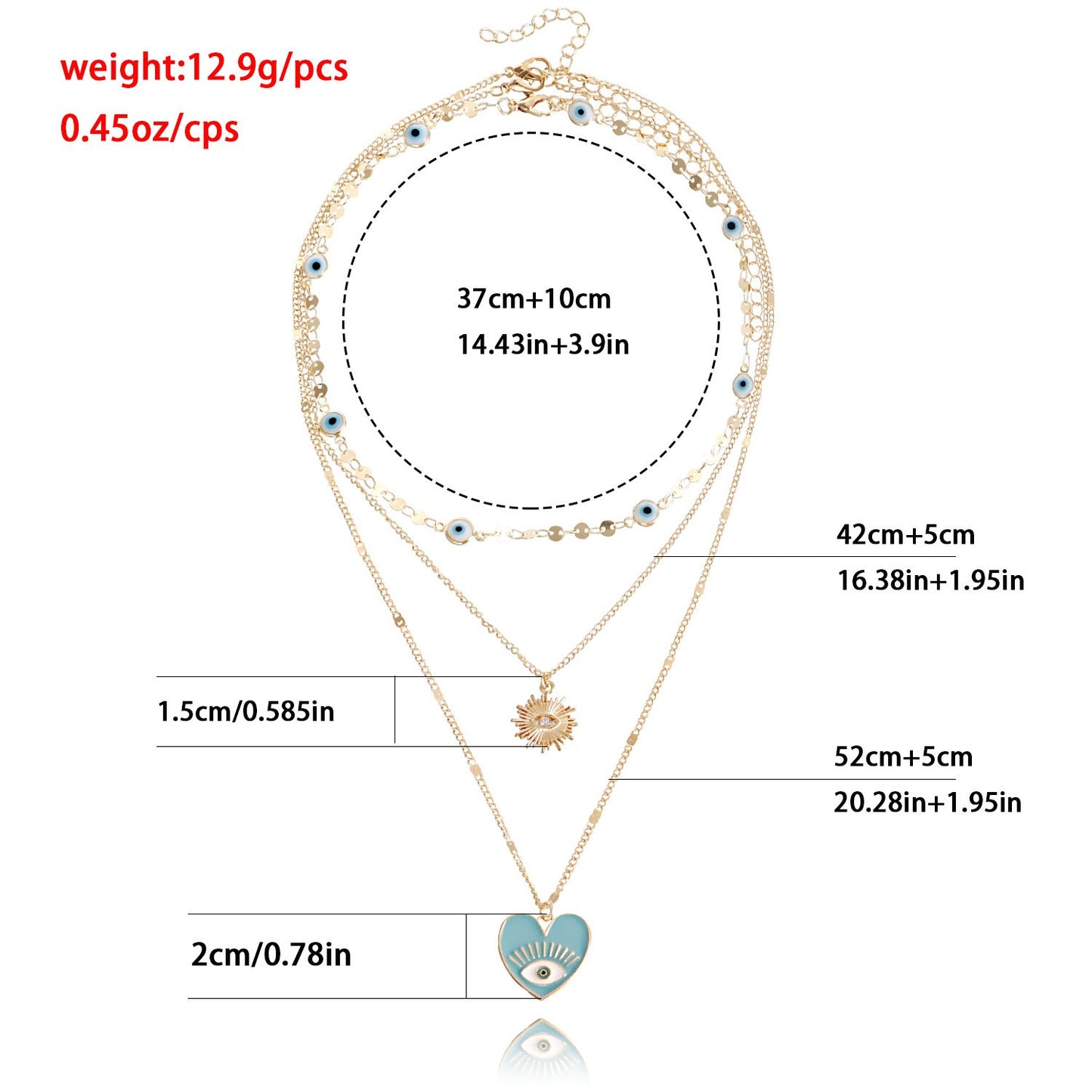 Jewelry ins multi-layer devil's eye collarbone chain cold eyes necklace female niche design sense