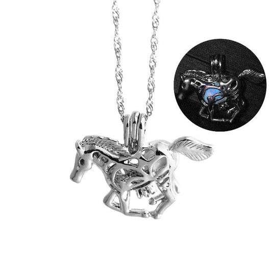 Necklace Fashion Creative Luminous Horse Necklace Halloween Luminous Pendant Ornaments