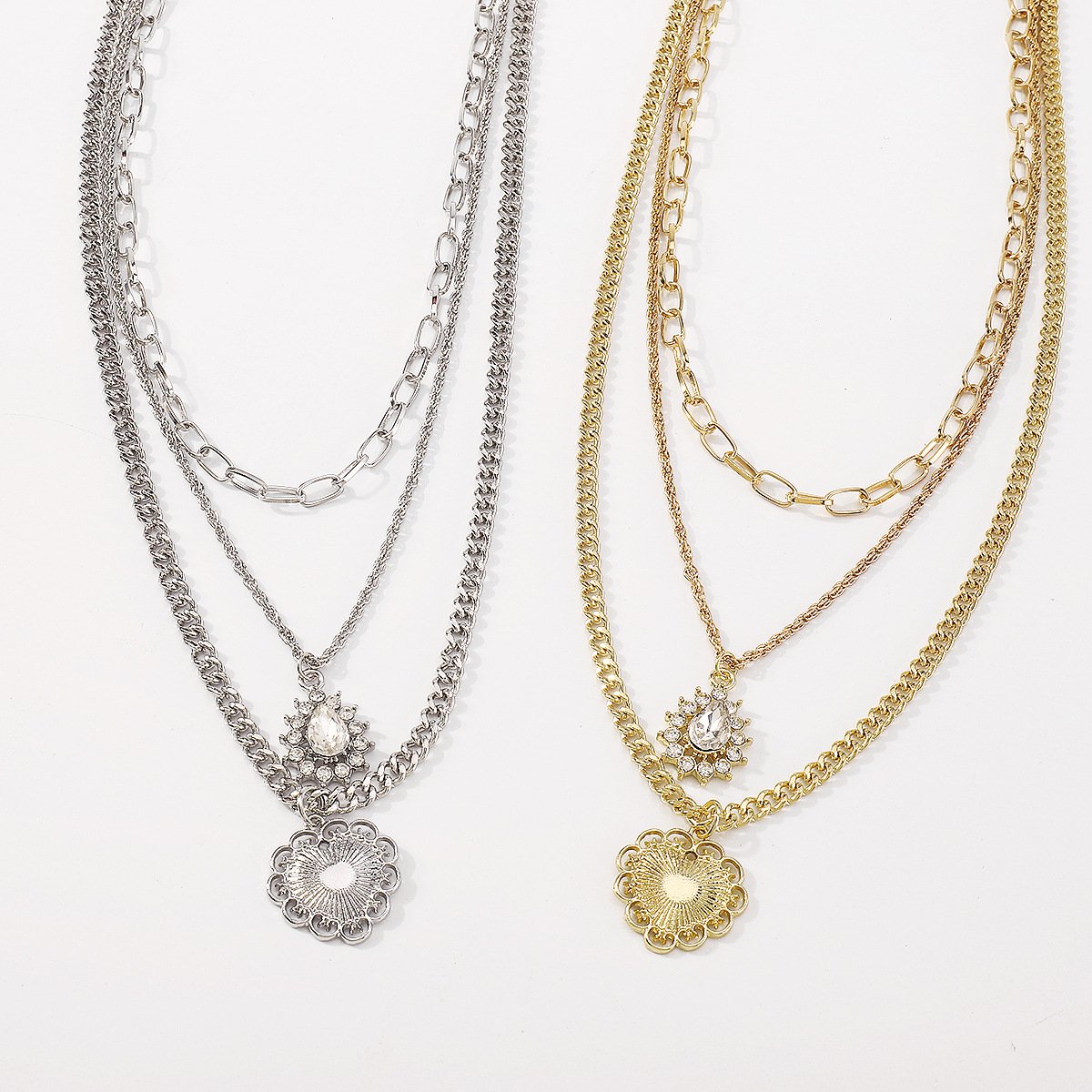 1177 fashion multi-layered necklace with rhinestone love baroque retro choker street shooting necklace