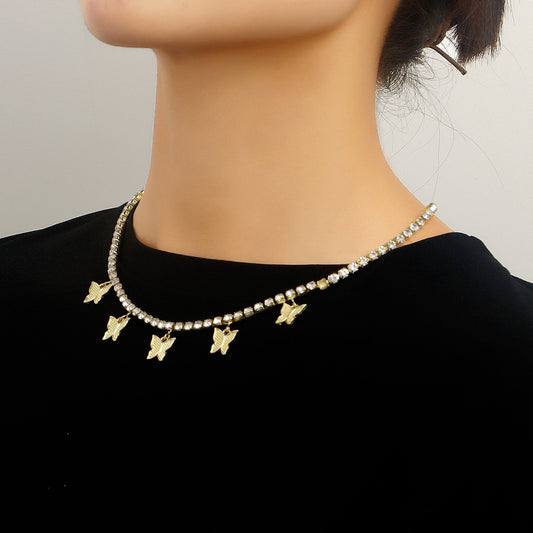 Jewelry Diamond Claw Chain Fashion Niche Sweater Chain Necklace Women's Versatile Fashion Design Necklace
