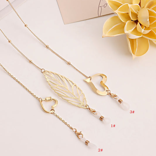 Mask hanging chain glasses chain leaf love mask chain peach heart ins metal glasses chain