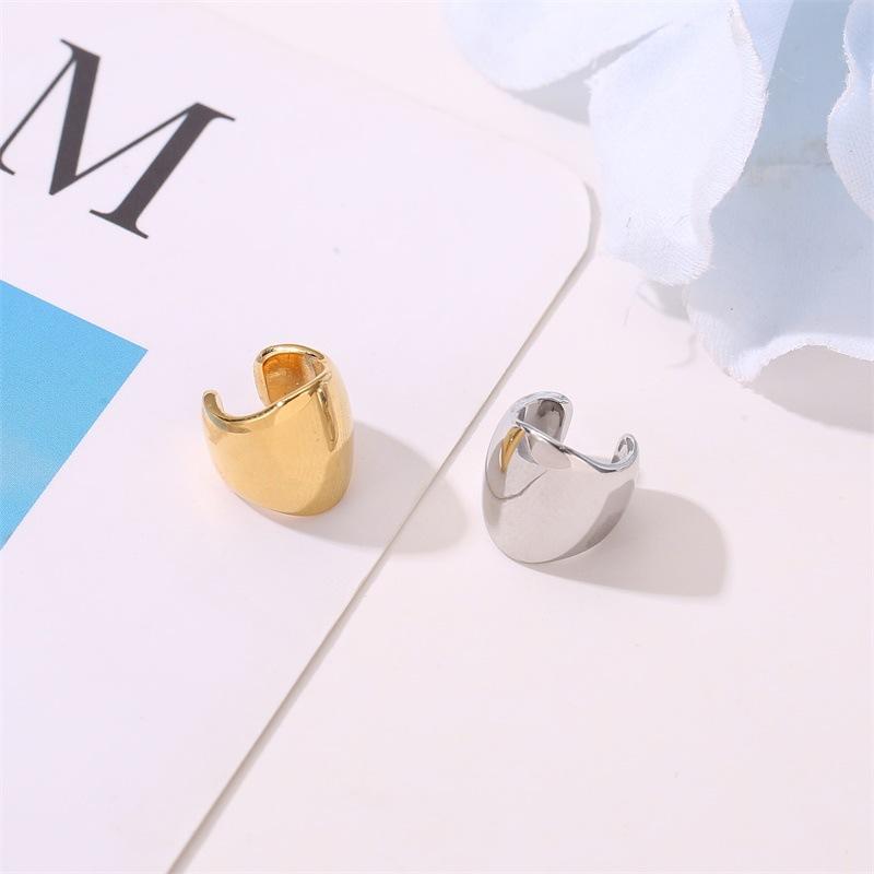 Fashion ear clip simple metal polished men's and women's ear bone clip punk retro geometric wide version without pierced earrings