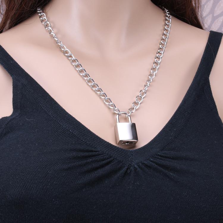 Ins does not fade love love lock plus key punk accessories retro all-match lock necklace