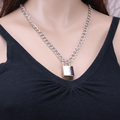 Ins does not fade love love lock plus key punk accessories retro all-match lock necklace