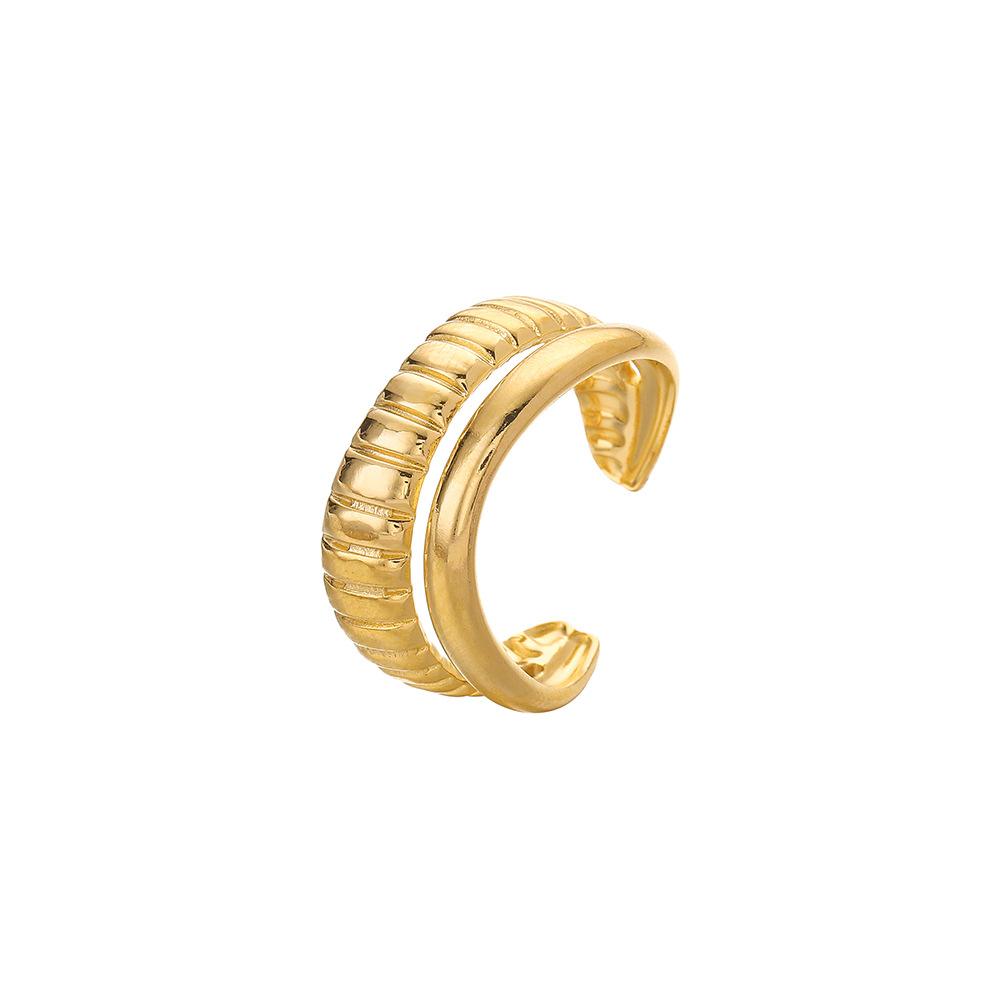 Fashion and simple stainless steel opening shell pattern adjustable ring niche light luxury design ladies ring