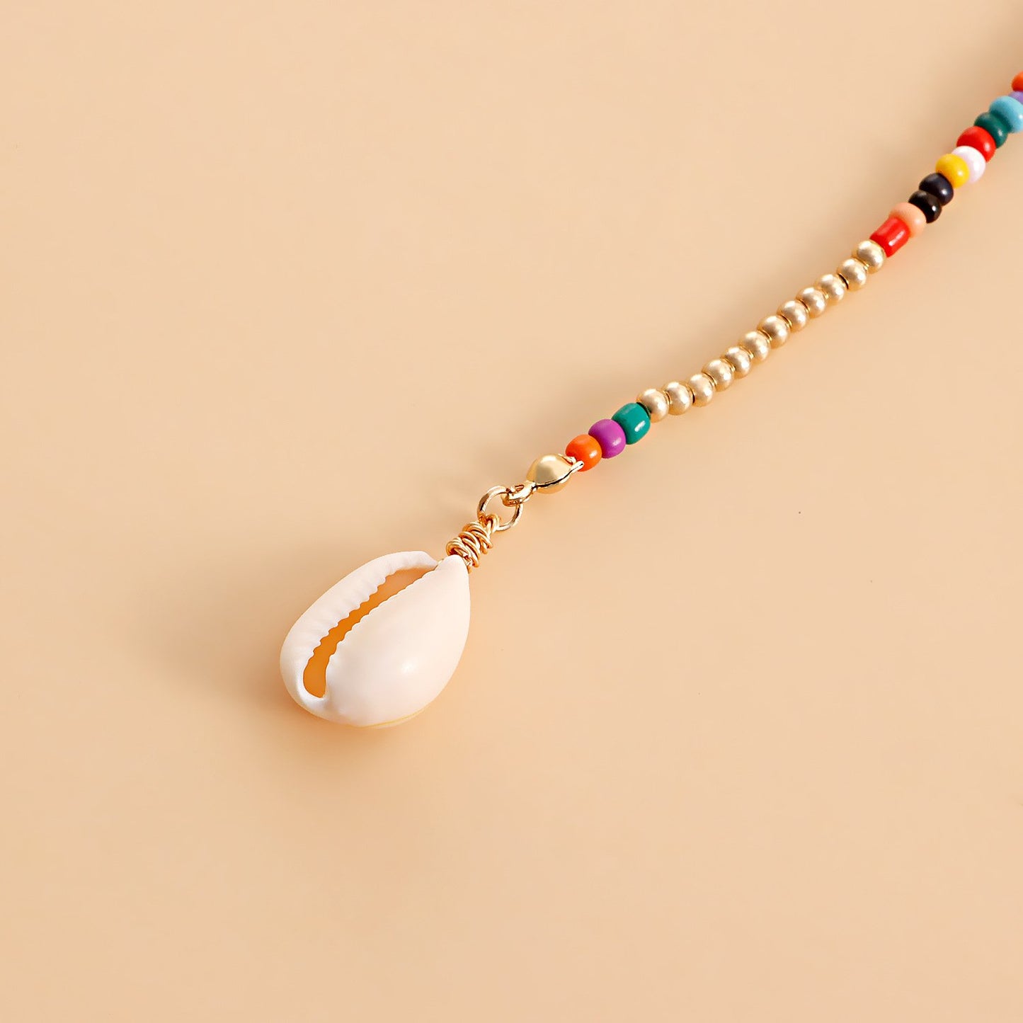 Jewelry bohemian double-layer color rice bead shell necklace female ins beach