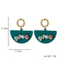 New Year's Green Fan-shaped Pearl Shell Earrings High Cool Temperament Personality Earrings Simple and Versatile
