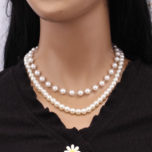 New Year Pearl Set Chain Clavicle Chain Niche Design Sense Short Fashion Choker Necklace Female