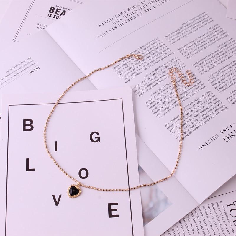 Ins Pendant Accessories Black Heart Titanium Steel Necklace Female Simple Versatile Personalized Clavicle Chain