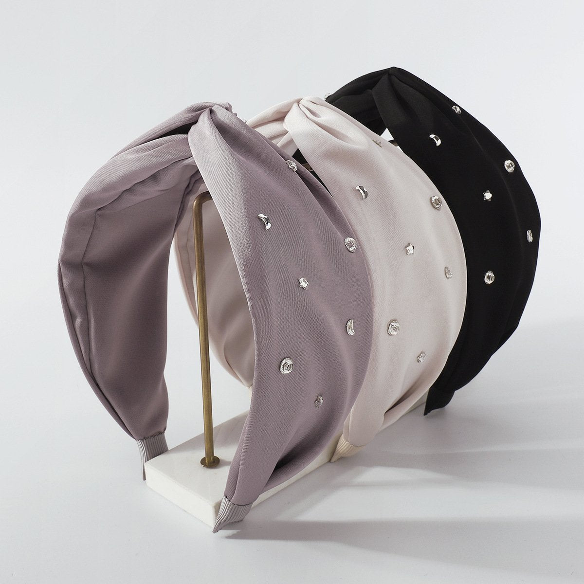 F4196 Fashion hair hoop fabric wide side star moon rhinestone head hoop internet celebrity simple hair accessories for women