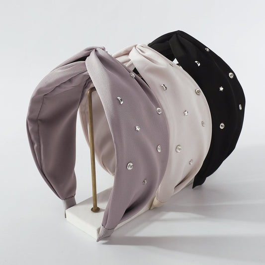 F4196 Fashion hair hoop fabric wide side star moon rhinestone head hoop internet celebrity simple hair accessories for women