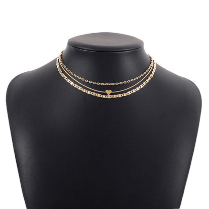 N1363 Fashion Stacked Hip-Hop Necklace Simple Multilayer Love Cross Chain Geometric Necklace