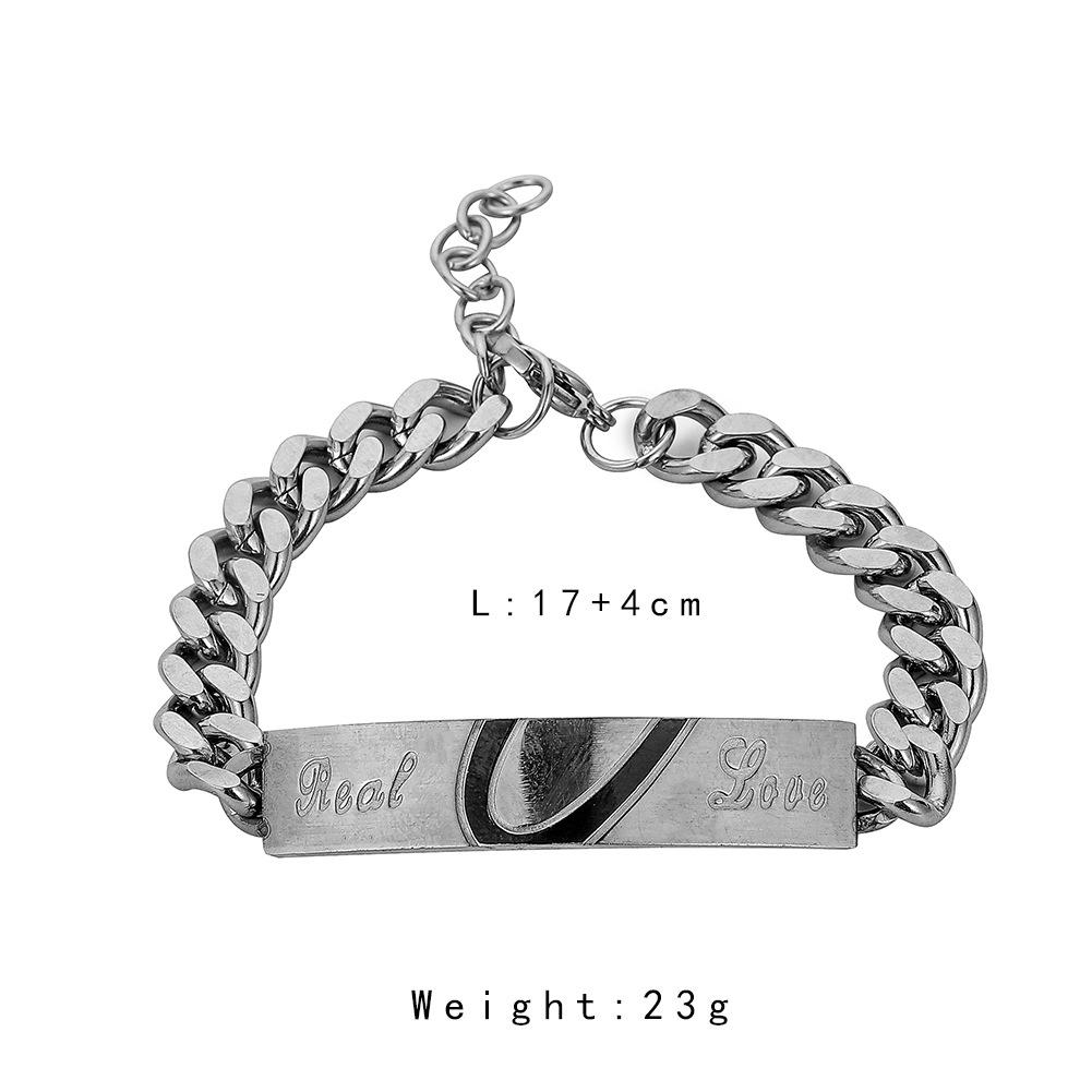 Fashion Love Stainless Steel Couple Bracelet Alphabet Peach Heart Shaped Titanium Steel Bracelet Hand Jewelry