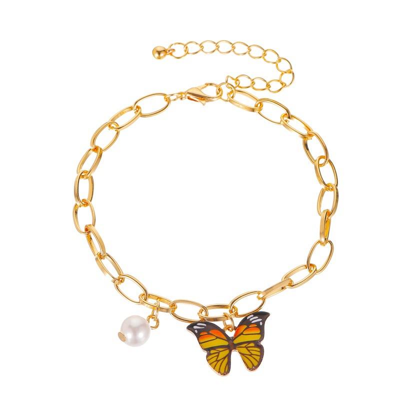 Jewelry ins dream color butterfly bracelet summer style creative temperament pearl thick chain bracelet