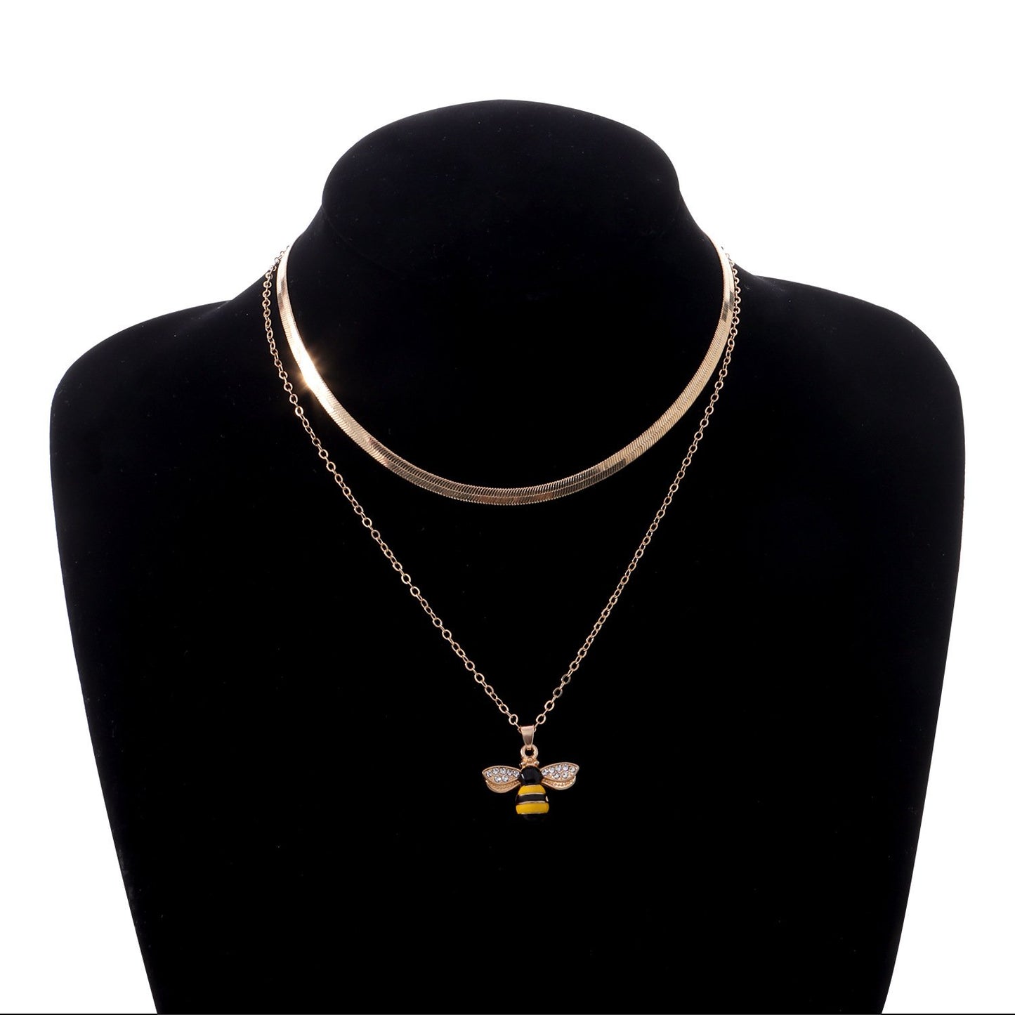 Jewelry Fashion Full Diamond Drop Glaze Butterfly Pendant Necklace Female Trend Multi-layer Snake Bone Chain Necklace