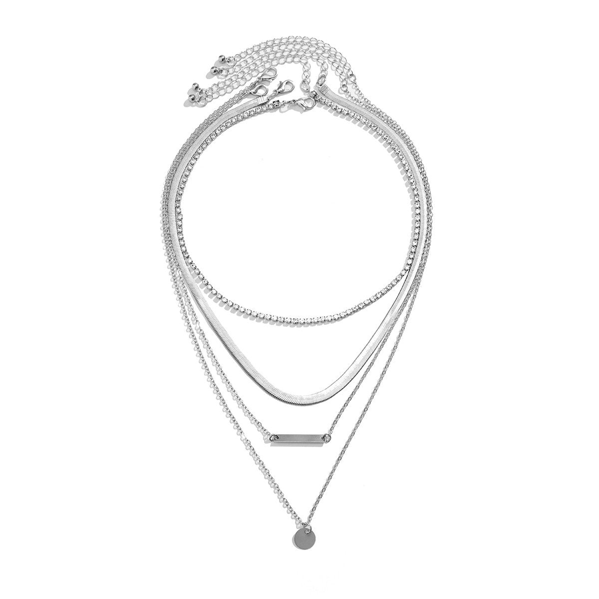 Jewelry Hip Hop Metal Sequins Tag Snake Bone Chain Necklace Simple Geometric Diamond Chain Necklace