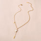 Fashionable titanium steel gold-plated fishbone pendant elegant white mother-of-pearl adjustable small fish collarbone necklace