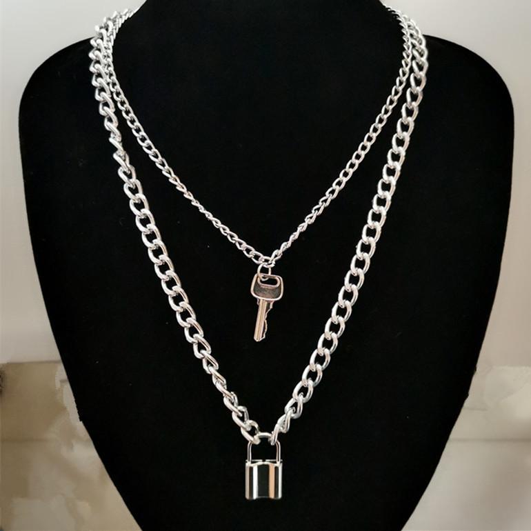 Retro Personality Variety of Chain Necklace Simple Temperament Lock Sweater Chain Necklace