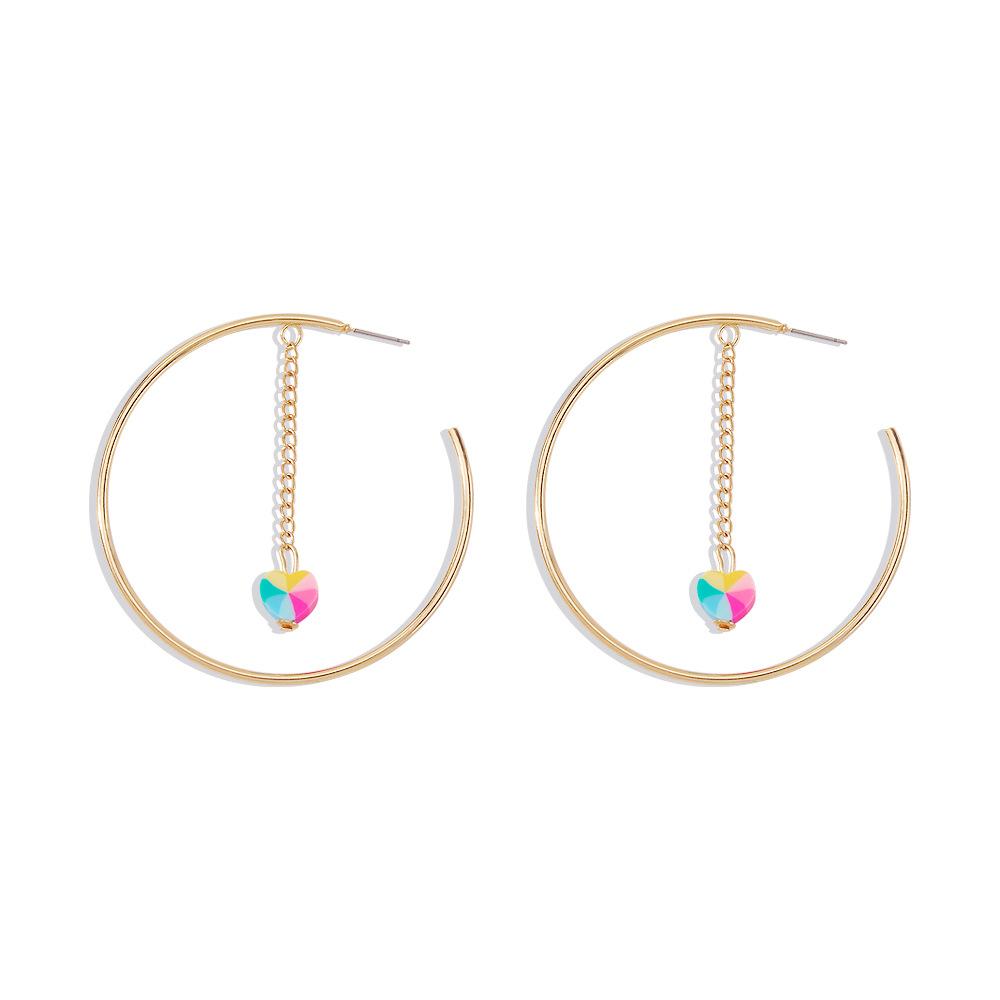 E115 Simple geometric earrings colorful love creative chain C-shaped earrings retro niche earrings women