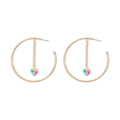 E115 Simple geometric earrings colorful love creative chain C-shaped earrings retro niche earrings women