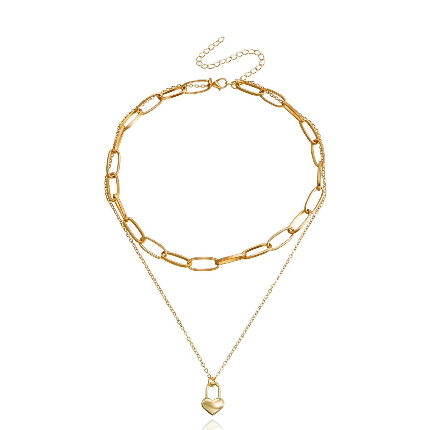 Jewelry Fashion Double Love Clavicle Chain Personality Necklace Women's Sweater Chain High-end Sense Necklace