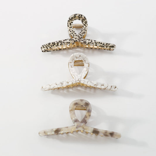 F436 Elegant Metal Plate Hair Shark Hairpin Frosty Resin Texture French Lazy Clipper Female