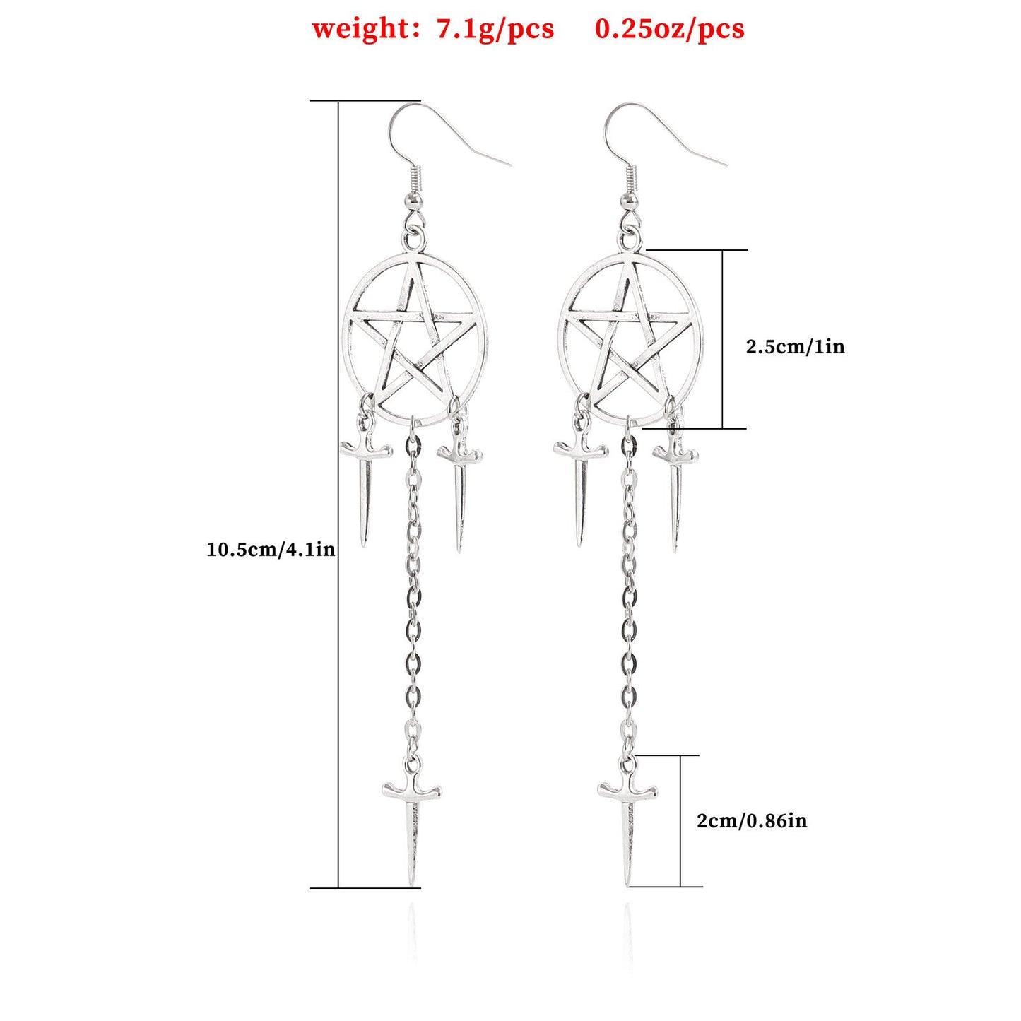 Jewelry geometric exaggerated tassel cross star pendant earrings women's big disc five-pointed star earrings