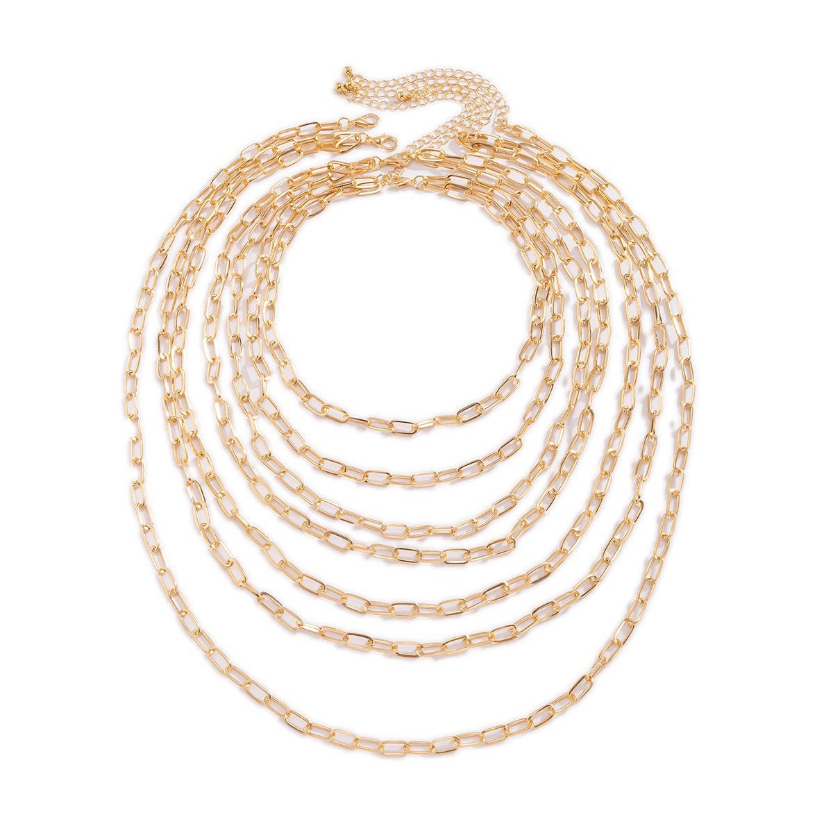 Jewelry hip-hop punk multi-layer chain all-match necklace street trend metal geometric set chain