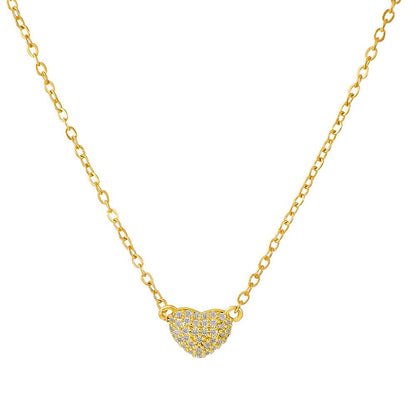 Ins full diamond love necklace female French light luxury niche design peach heart collarbone chain sweet temperament necklace
