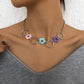 N965 Niche Geometric Necklace Colorful Resin Flower Sweet Necklace Cold Creative Circle Necklace