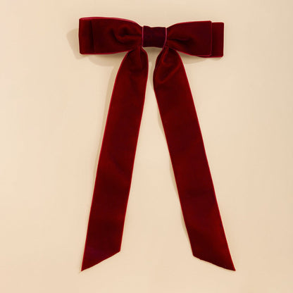 Big bowknot velvet all-match spring clip simple top clip sweet imitation pearl ribbon back head hair clip hair accessories