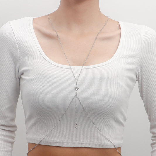 Jewelry bodychain with diamond hexagram pendant body chain ins net red sexy accessories female