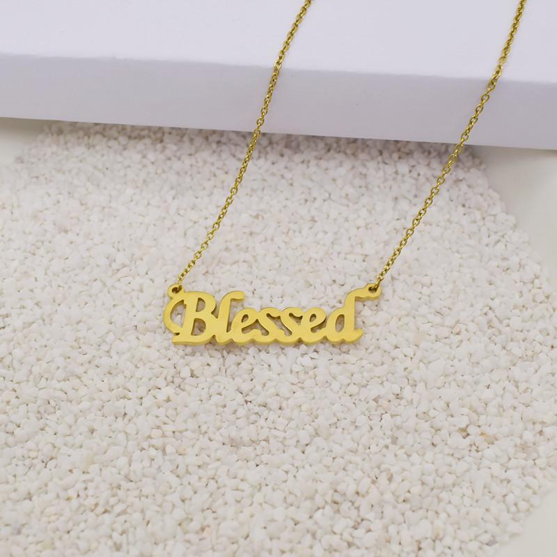 Blessed Necklace Simple Creative Alphabet Pendant Lucky Couple Gift