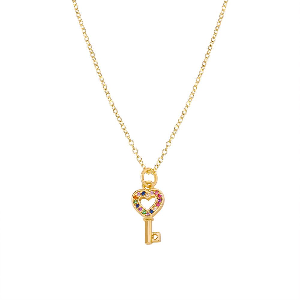 ZN65 Niche Internet Red Small Necklace Female Simple Love Key Butterfly Element Necklace Copper Zircon Necklace