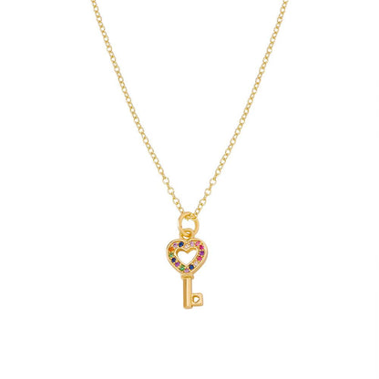 ZN65 Niche Internet Red Small Necklace Female Simple Love Key Butterfly Element Necklace Copper Zircon Necklace