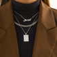 Jewelry Frosty Checkerboard Metal Tag Necklace Hip Hop Niche Diamond Alphabet Necklace Female