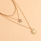 Jewelry trend double-layer micro-inlaid diamond butterfly sun pendant necklace female ins metal pendant