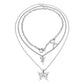 Hip-hop cross chain chain trendy street metal fashion design butterfly pendant clavicle chain multi-piece necklace