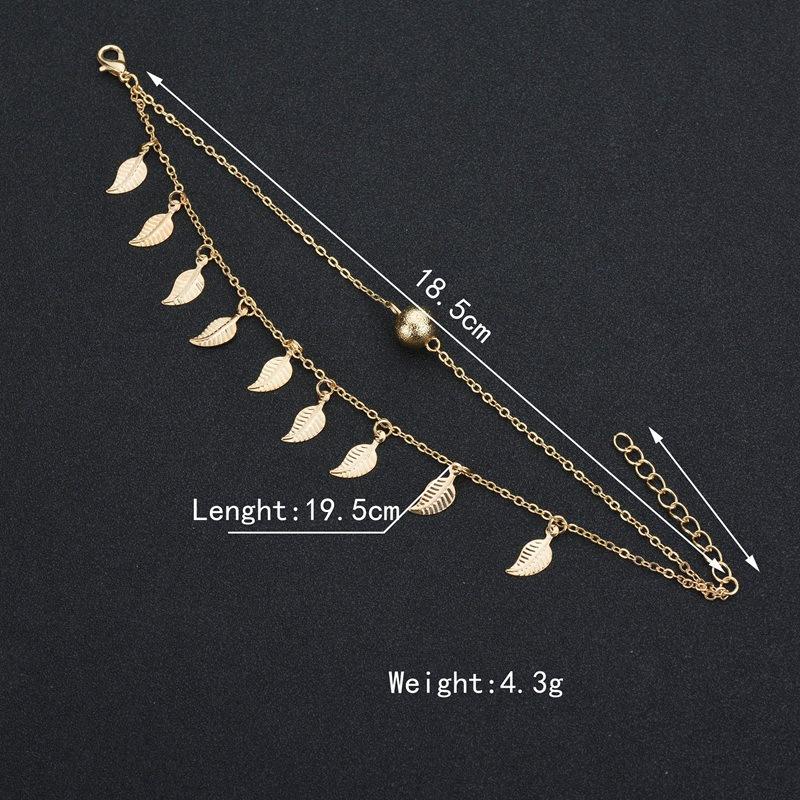 Accessories Beads Small Leaf Tassel Foot Decoration Double Layer Anklet Beach Suit Anklet