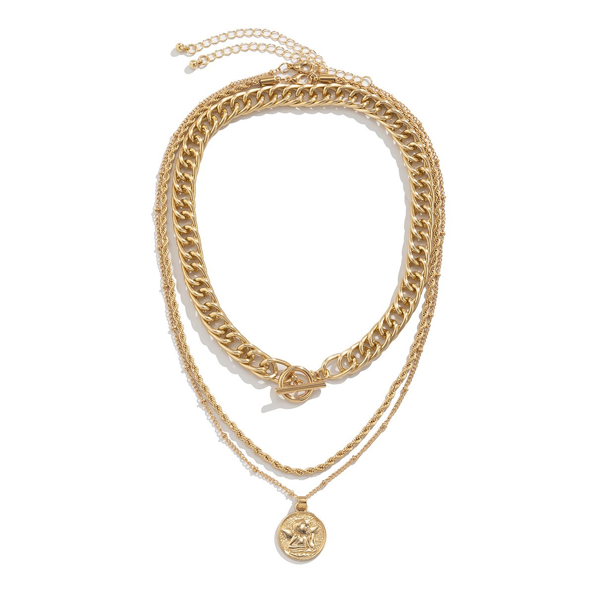 Jewelry Hip Hop Retro Metal Twist Chain Necklace Simple Angel Tag Clavicle Necklace Female