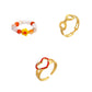 Personality light luxury niche fashion candy color stainless steel love circle small flower open ring set female