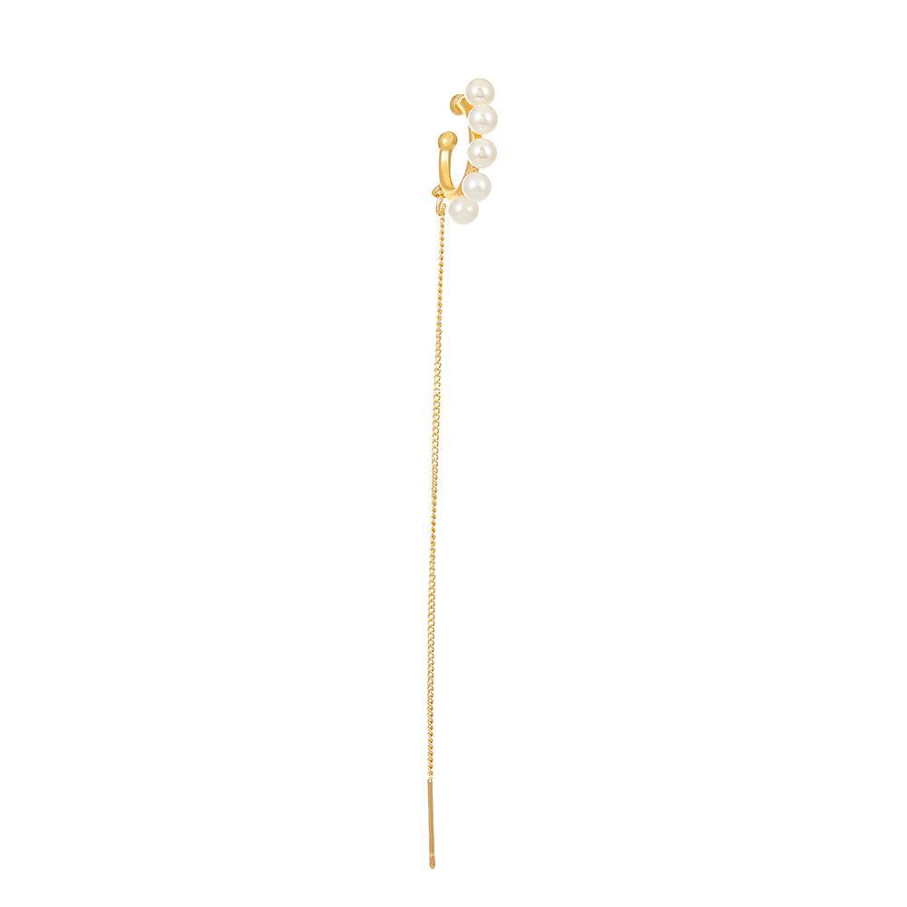 ins simple pearl ear bone clip female fashion temperament niche design long tassel ear wire single earring